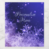 Étiquettes de vin mousseux violet Snowflake (Étiquettes simples)