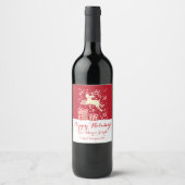 Étiquettes de vin personnalisé de rennes de Noël (Devant)