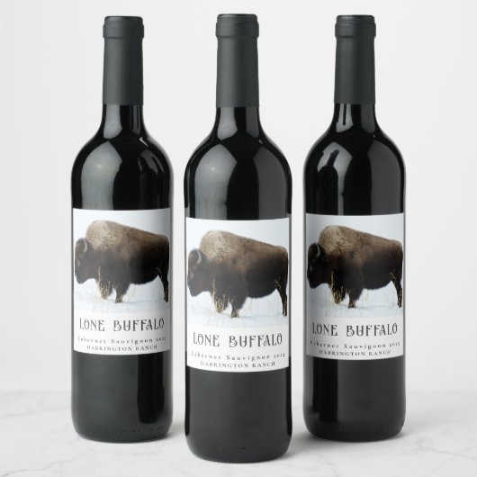 Étiquettes de vin personnalisés Mockup Lone Buffal (Bouteilles)