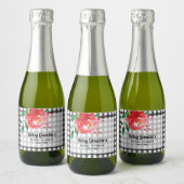 Étiquettes de vin pétillant mini Rose rouge sur ca (Bouteilles)