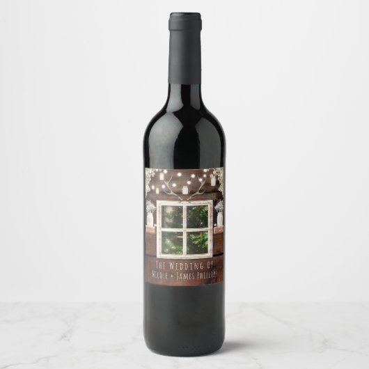 Étiquettes de vin pour fenêtre de grange rustique (Devant)