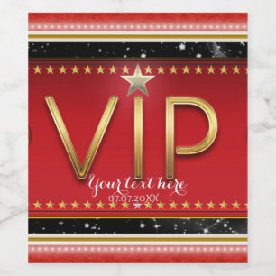Étiquettes de vin pour soirée VIP Black Red Gold &