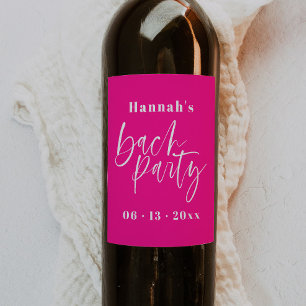Étiquettes de vin rose vif moderne pour enterremen
