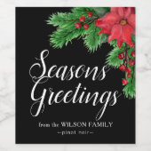 Étiquettes de vin sur mesure avec élégante Poinset (Étiquettes simples)