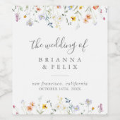 Étiquettes de vin Wild Multicolor Floral Wedal (Étiquettes simples)