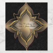 Étiquettes de vins de la Fleur Exotique Gold Black (Étiquettes simples)