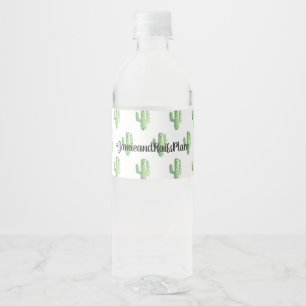 Étiquettes d'eau de cactus Saguaro à l'aquarelle