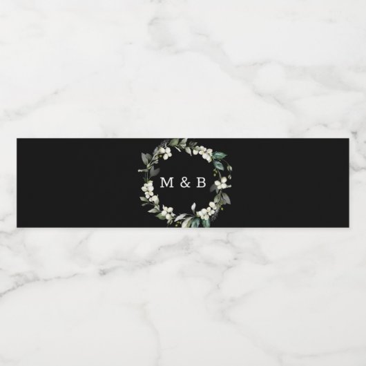 Étiquettes d'eau Noir | Mariage moderne verdoyant (Étiquettes simples)