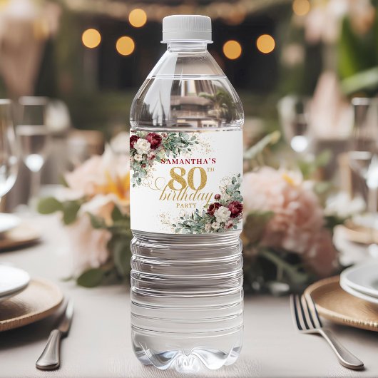 Étiquettes d'eau pour 80e anniversaire Boho Blush