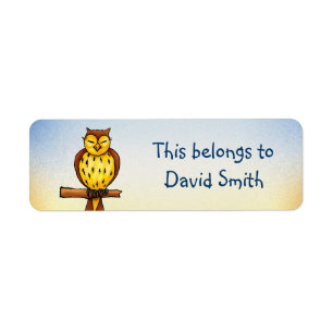 Étiquettes d'école avec le hibou sage