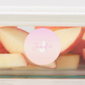 Étiquettes Dégradé ombré rose clair et pêche Nom & Monogramme (Apposé)