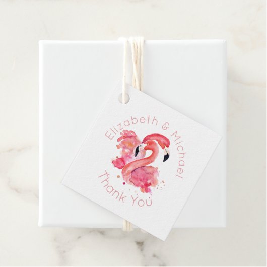 Étiquettes d'emballage de faveur de flamant tropic (En situation)
