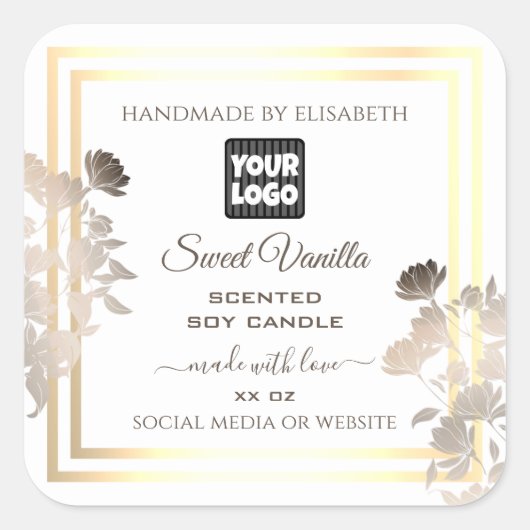 Étiquettes d'emballage de produits blanc et or ave (Devant)