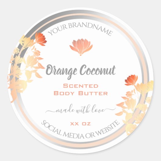 Étiquettes d'emballage de produits floraux blanc e (Devant)