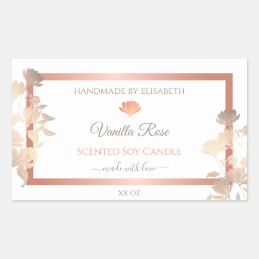 Étiquettes d'emballage de produits floraux Rose bl (Devant)