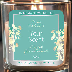 Étiquettes d'emballage de produits floraux Turquoi