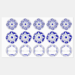 Étiquettes Dentelle en céramique Bleu de Grèce & flocon de ne