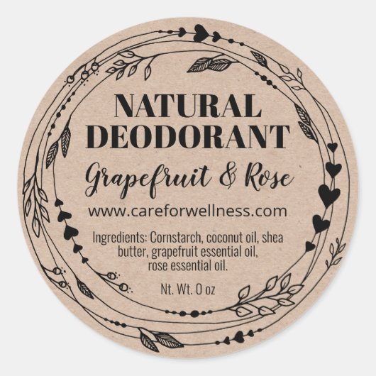 Étiquettes déodorants naturels faits maison (Devant)