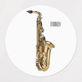 Étiquettes dessin animé saxophone (Design 2)