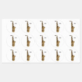 Étiquettes dessin animé saxophone (Feuille)