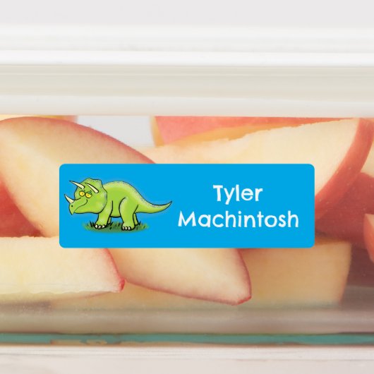 Étiquettes Dessin de dinosaure triceratops vert personnalisé (Apposé)