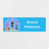 Étiquettes Dessin de plongée et de créatures marines personna (Design 2)