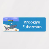 Étiquettes Dessin personnalisé de pêche de requin drôle endor (Design 1)