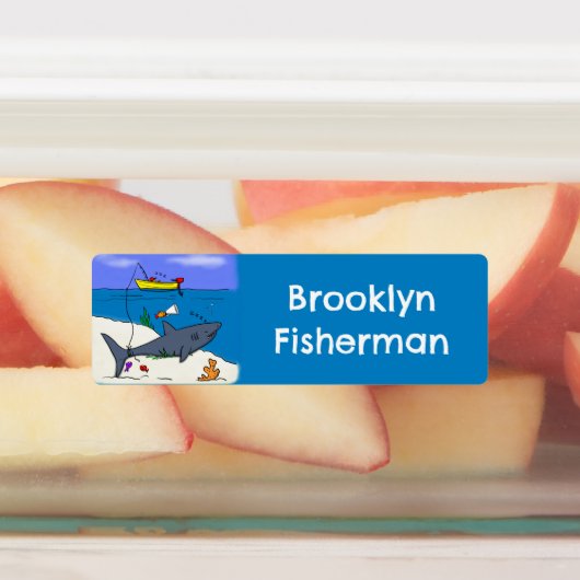 Étiquettes Dessin personnalisé de pêche de requin drôle endor (Apposé)