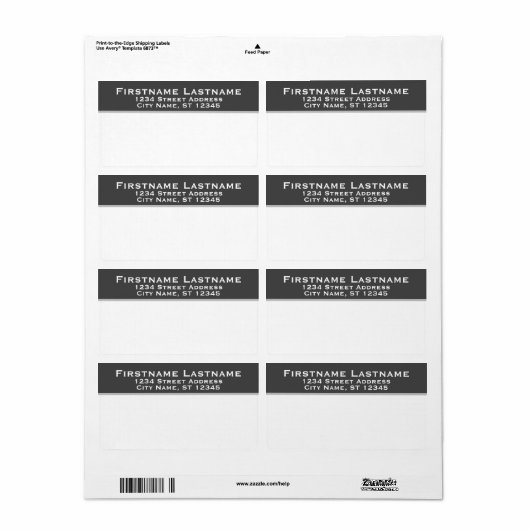 Étiquettes d'expédition - Adresse de retour simple (Feuille entière)