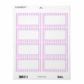 Étiquettes d'expédition blancs en bandes roses (Feuille entière)