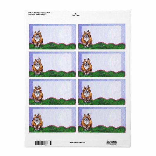 Étiquettes d'expédition de chat gingembre (Feuille entière)