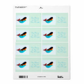 étiquettes d'expédition de sirène bleu natation (Feuille entière)