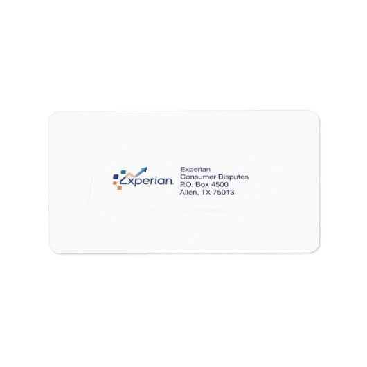 Étiquettes d'expédition Experian (Devant)