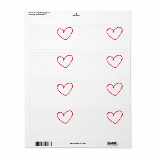 Étiquettes d'expédition Love Heart (Feuille entière)