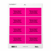 Étiquettes d'expédition simple rose chaud (Feuille entière)