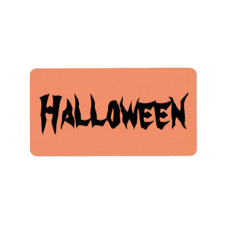 Étiquettes d'Halloween avec texte noir sur orange