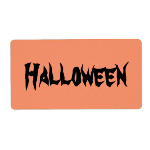 Étiquettes d'Halloween avec texte noir sur orange
