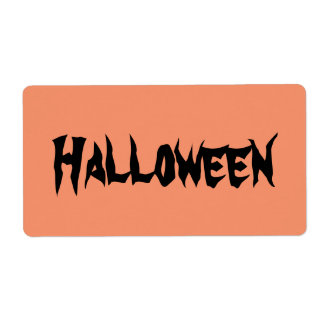 Étiquettes d'Halloween avec texte noir sur orange