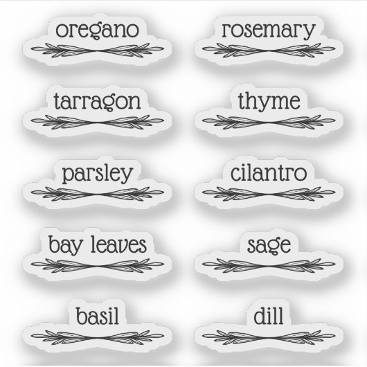Étiquettes d'herbes aux 10 épices à gribouillis no (Devant)