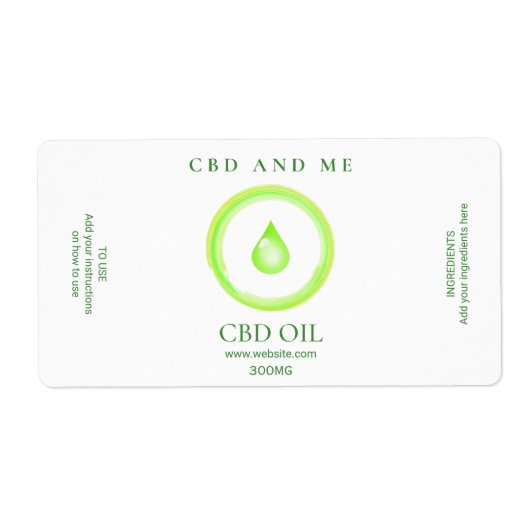 Étiquettes d'huile CBD verte (Devant)