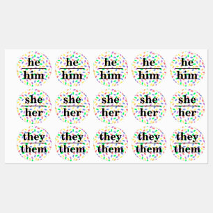 Étiquettes d'identification de pronoms Pastel Spri