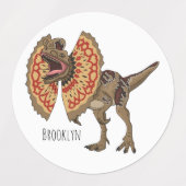 Étiquettes Dilophosaurus dessin animé (Design 2)