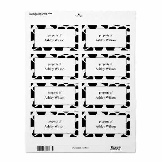 Étiquettes d'impression de vache (Feuille entière)