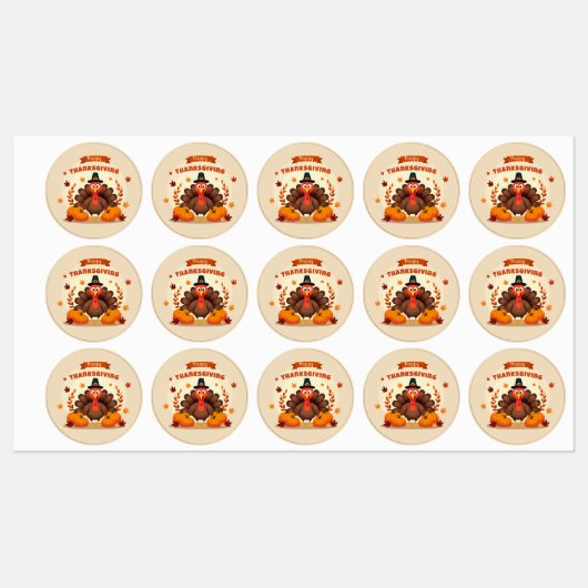 Étiquettes Dinde de Thanksgiving géante (Feuille)
