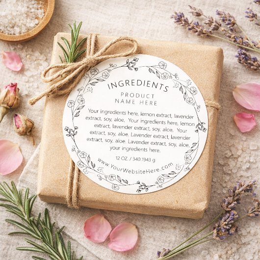 Étiquettes d'ingrédients de Couronne Florale en Li