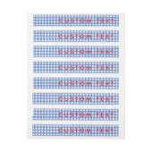 Étiquettes d'invitation enveloppantes Gingham bleu (Feuille)