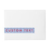Étiquettes d'invitation enveloppantes Gingham bleu (Devant)