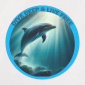 Étiquettes Dive Deep Live Dolphin gratuit (Design 2)