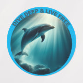 Étiquettes Dive Deep Live Dolphin gratuit (Design 1)