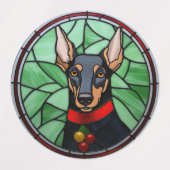 Étiquettes Doberman Pinscher Vitrail de Noël (Design 2)